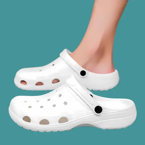 White CrocsOrtho clogs showcasing stylish design and comfort, perfect for summer activities.