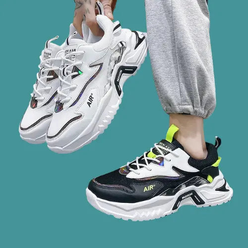 AirMen's Running Sneakers in black and white, showcasing a modern design for comfort and style.